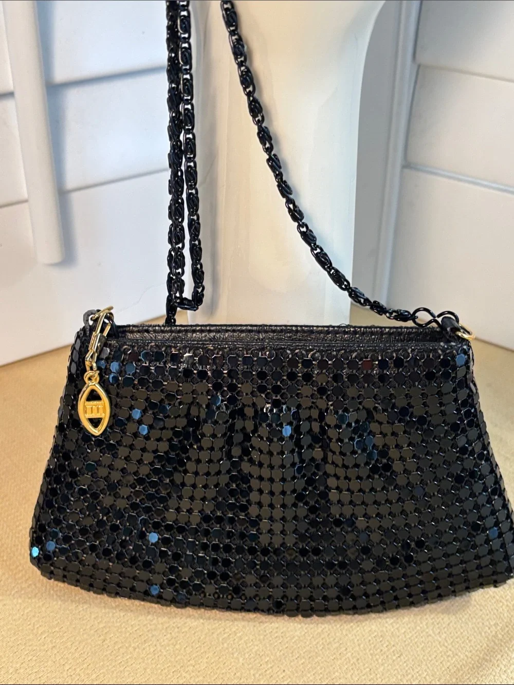 Vintage Another Y & S Original Shiny Black Mesh Evening Bag Clutch